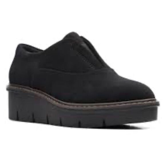 Clarks Black Flats with Chunky Platform Sole - Picture 1 of 8